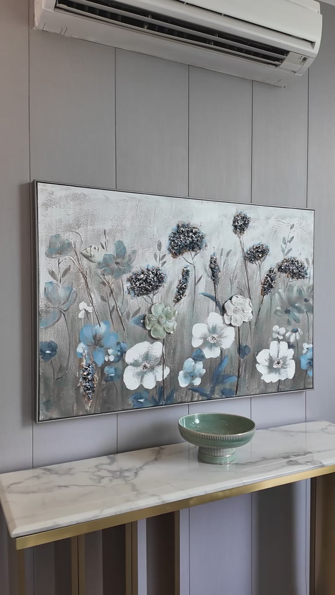 Wildflower Serenity 100% Hand Wall Painting For Home (outer Floater Frame ) (47 x 31.5 Inches)