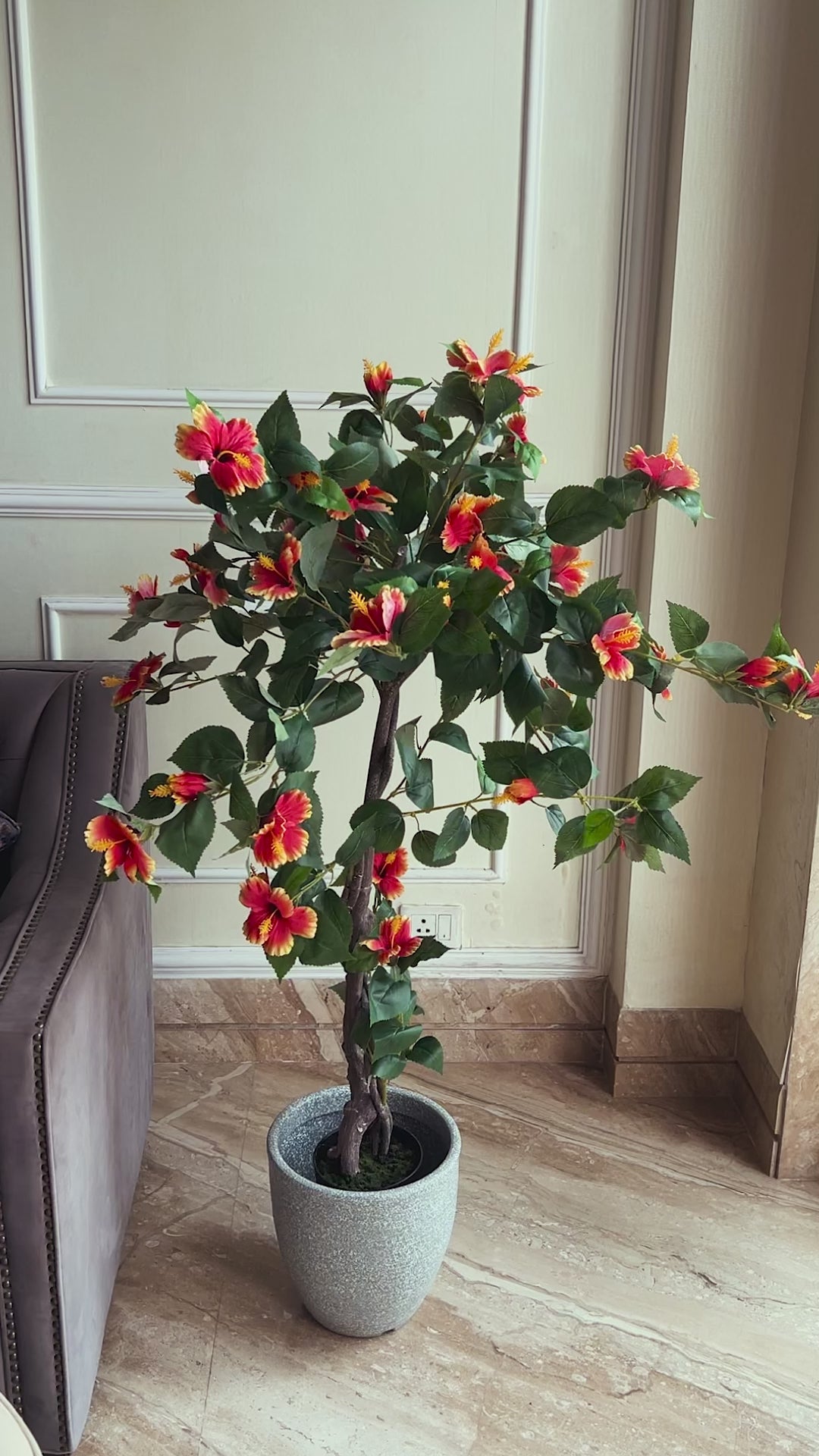 Sunfire Hibiscus Elegance Artificial plant - (4 Feet) (Natural Feel)