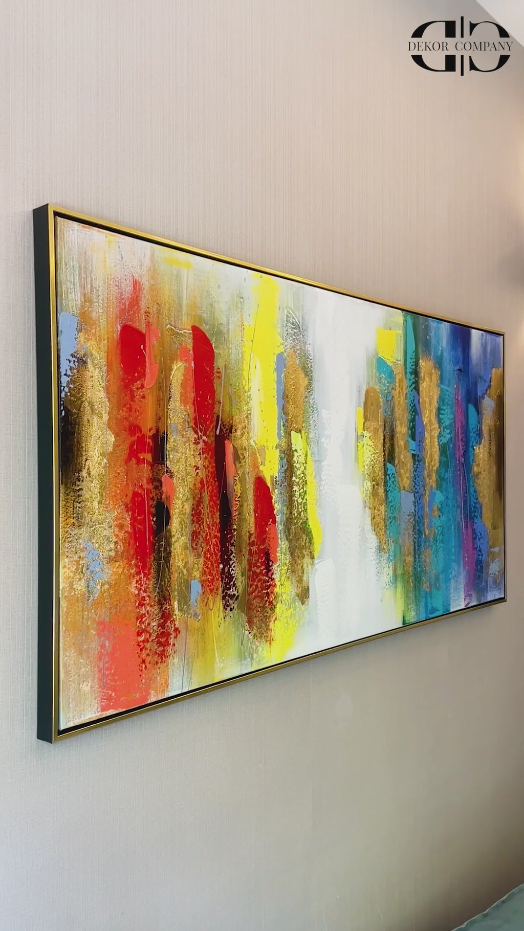 Its a Colourful World Abstract 100% Hand Painted Wall Paintings abstract & Wall Decoration Items (With Outer Floater Frame) (28 x 56 Inches)