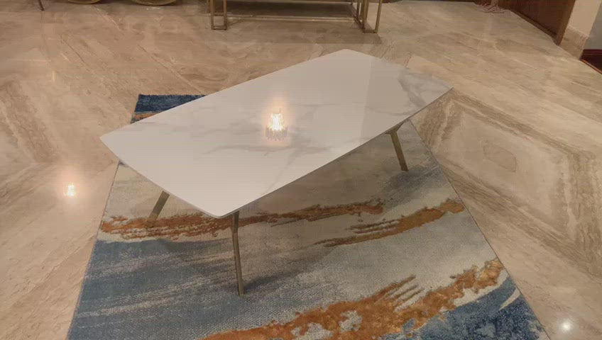 The Roman Rectangular Marble Coffee Table - GOLD (Stainless Steel)