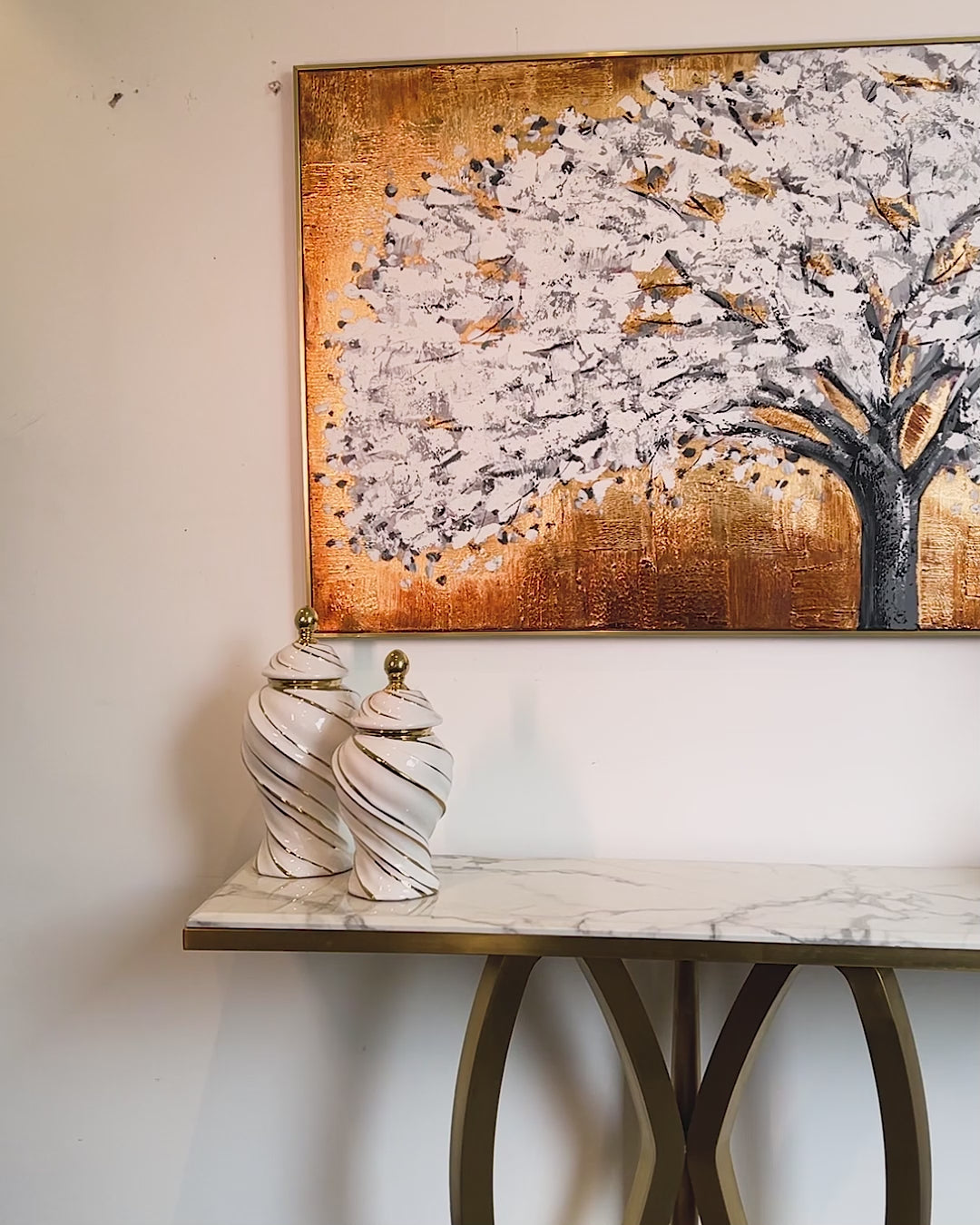 Tree of Life 100% Hand Painted Wall Painting (With outer Floater Frame)