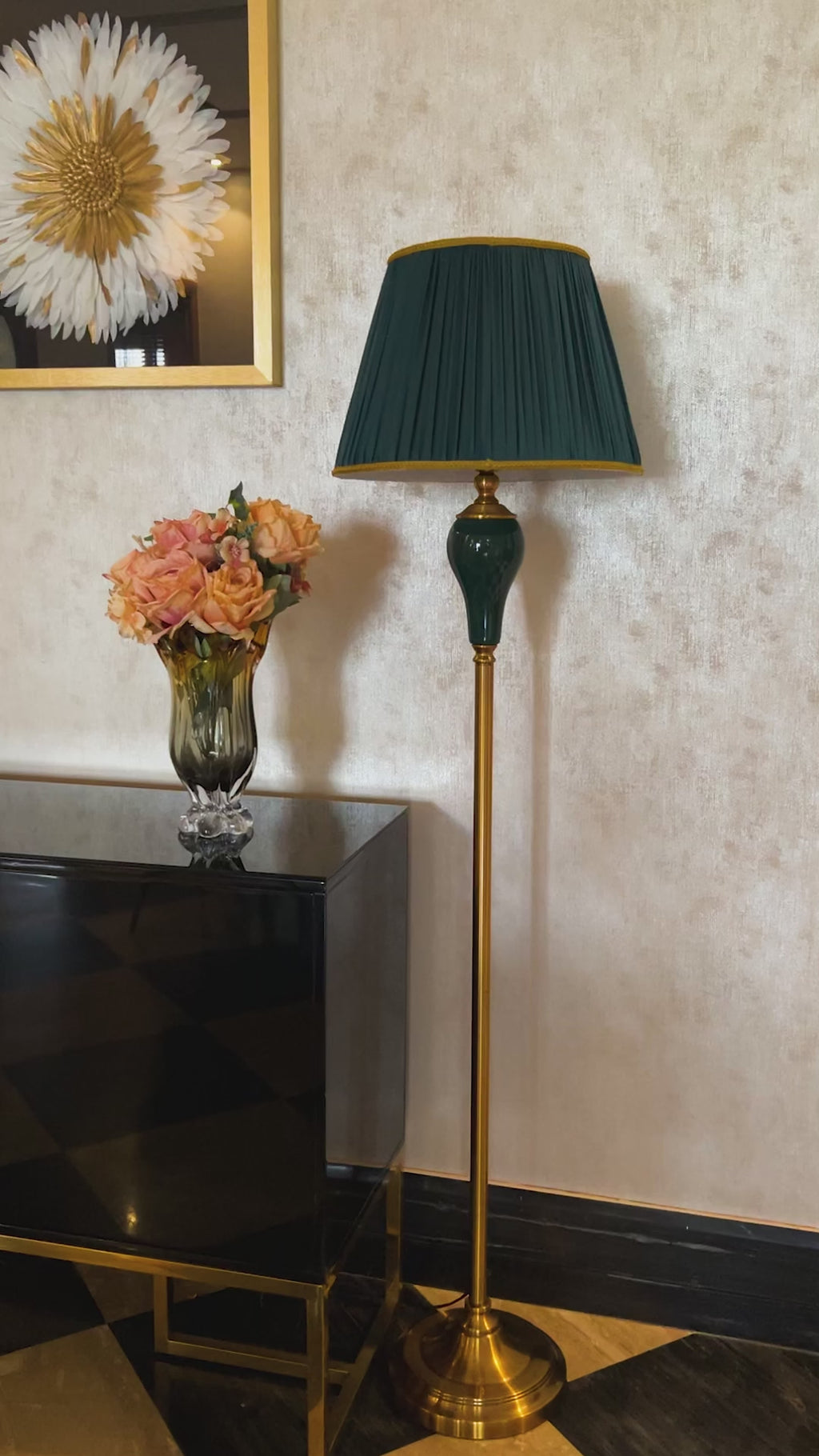 West Coast Antique Floor & Green Comet Antique Decorative Table Lamp Combo