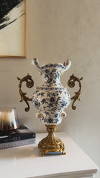 Zorina Elegance Decorative Vase & Items for Room Decoration (Blue Pottery)