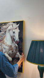 Majestic Equine Symphony Crystal Glass Decorative Wall Painting for Home Decor - Left panel (BIG)