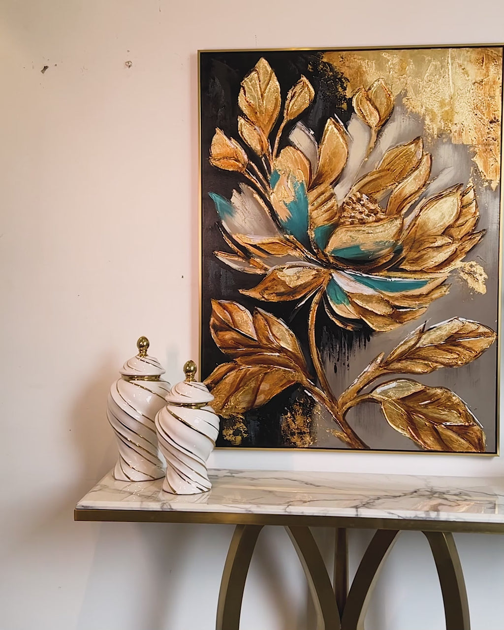 Luminous Blossom 100% Hand Painted Painting for Wall Art Paintings & Wall Decor Item (With outer Floater Frame)