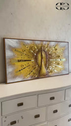 Golden Grace The Peacock in Motion 100% Hand Painted Decorative Wall Paintings for Living Room