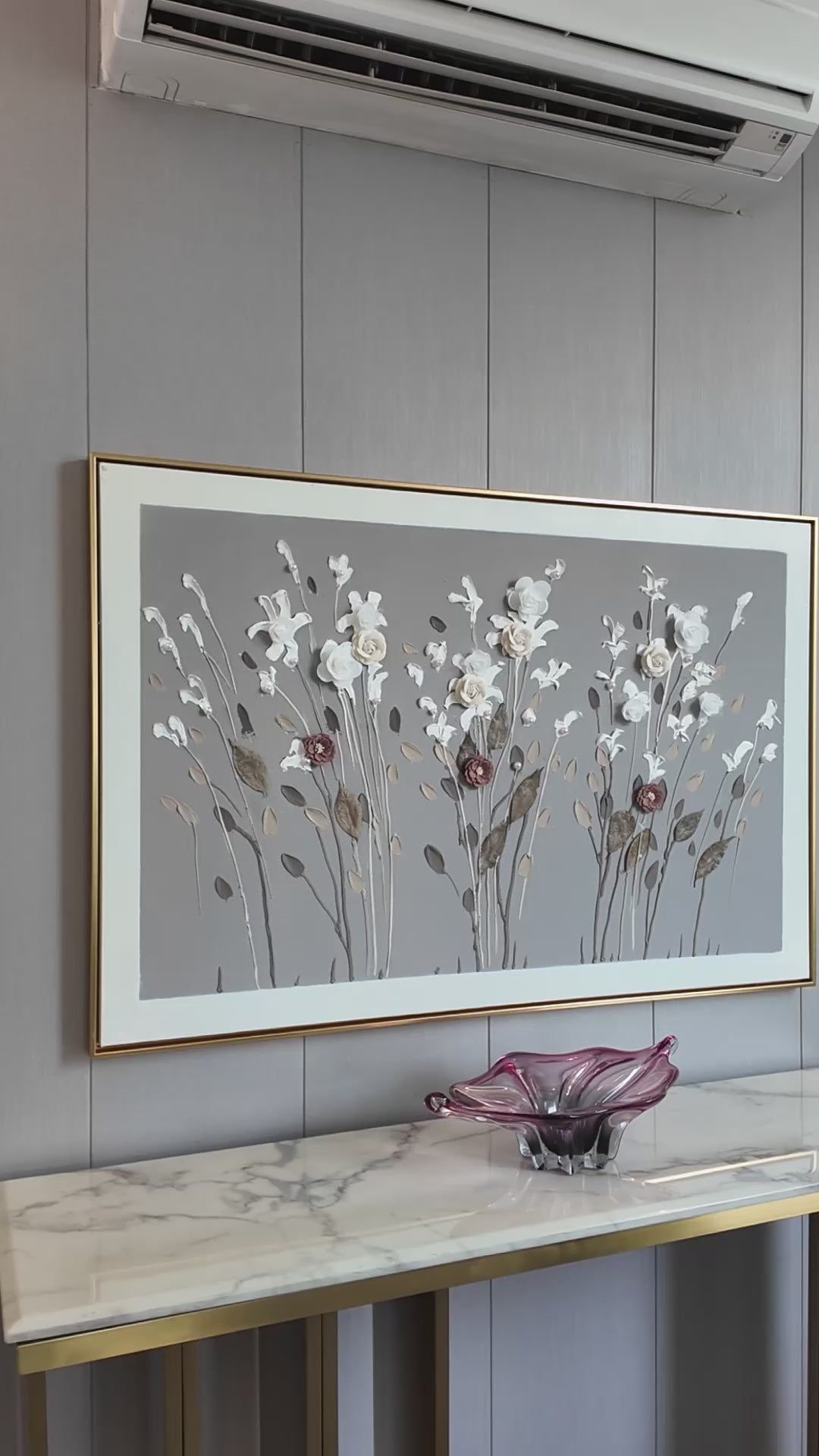 Whispering Florals Hand painting for Home & Wall Decoration Item (With Outer Floater Frame) (47x31.5 Inches)