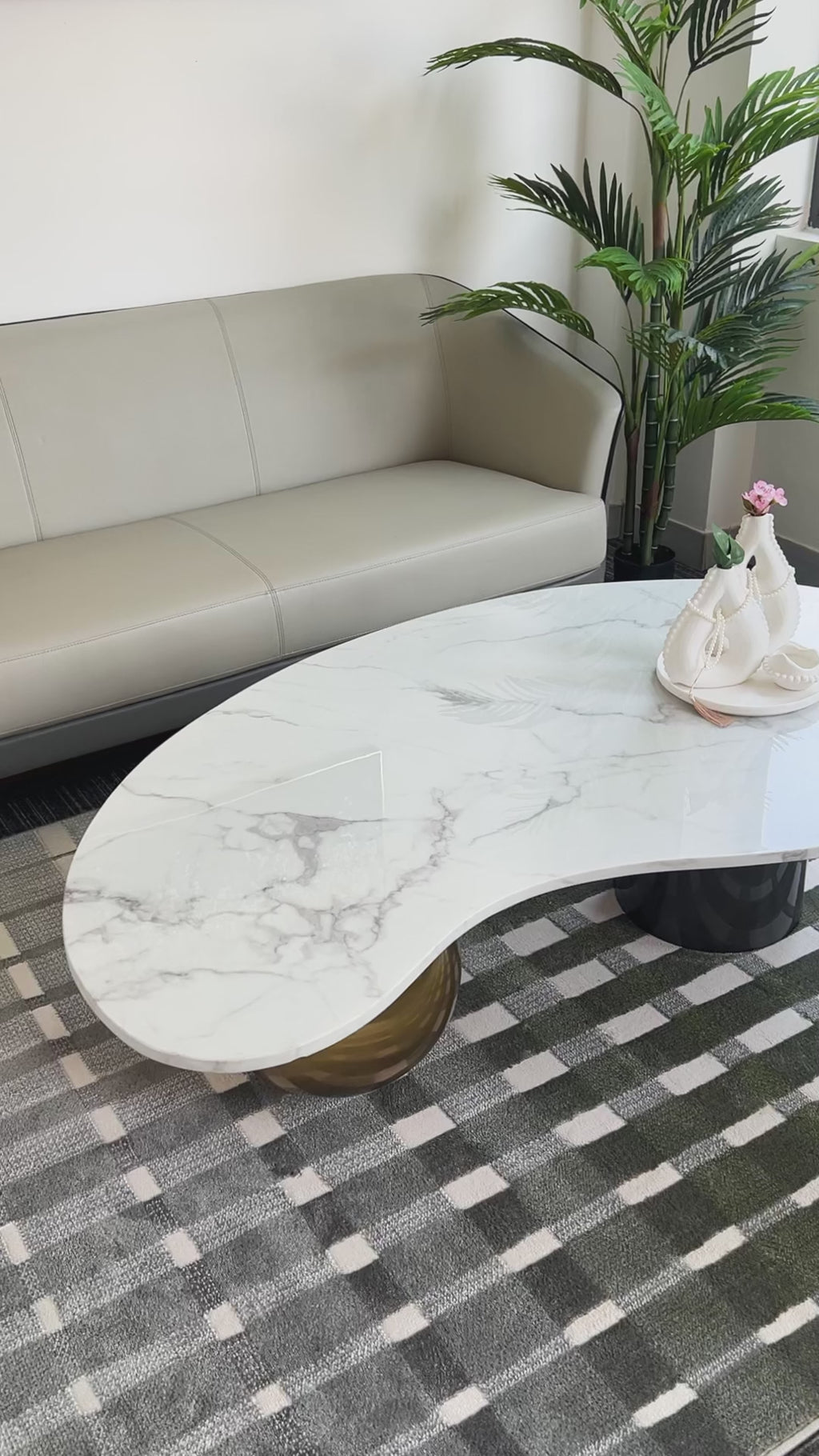 Retro Fusion Centre Table for Living Room (Stainless Steel) (Gray and Gold Finish)