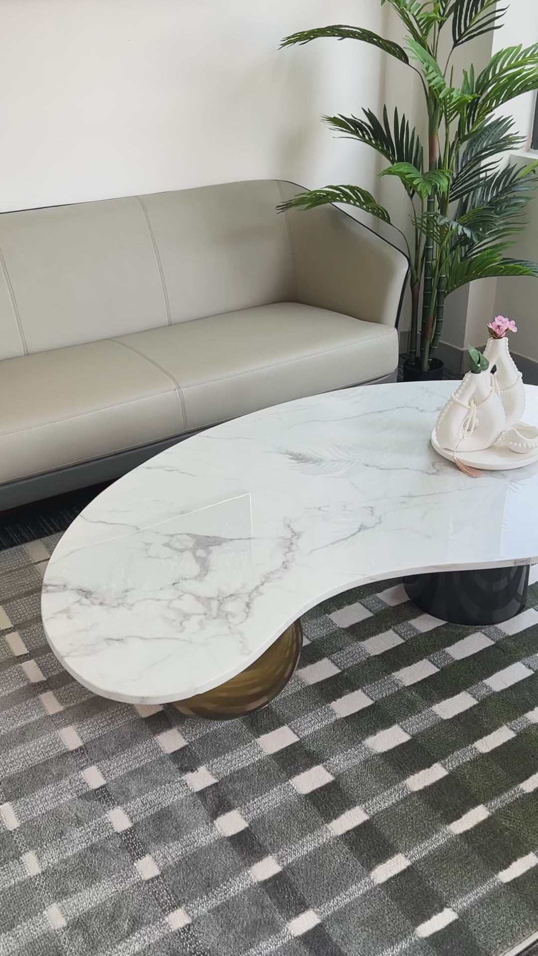 Retro Fusion Centre Table for Living Room (Stainless Steel) (Gray and Gold Finish)