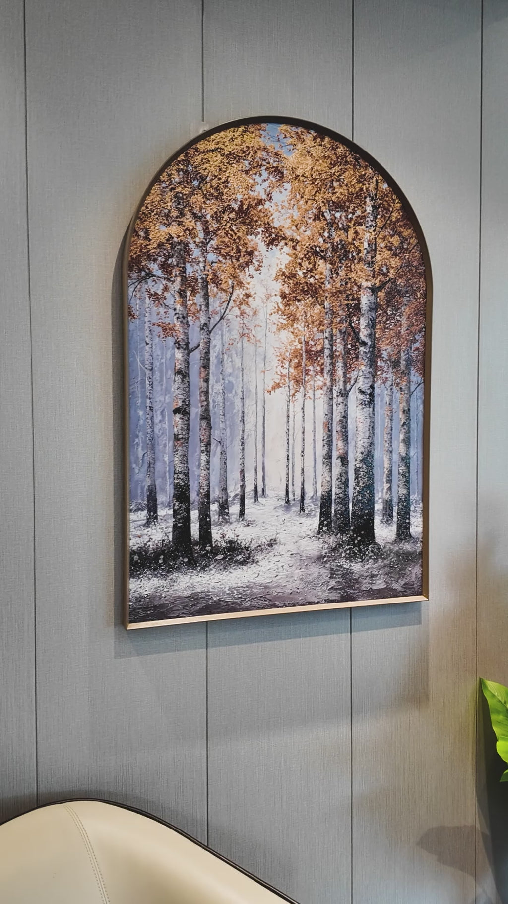 The Golden Forest Path Embossed Wall Painting for Home & Item for Wall Decoration ( 35.5 x 23.5 Inches )