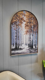 The Golden Forest Path Embossed Wall Painting for Home & Item for Wall Decoration ( 35.5 x 23.5 Inches )