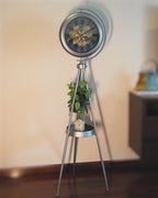 Polaris Mechanica Tripod Base Luxury Designer Standing Clock With Moving Gear Mechanism (Steel Body)