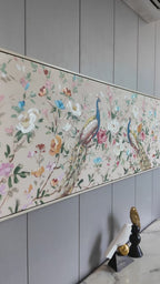 Peacock Paradise Hand painting for Home & Wall Decoration Item (With Outer Floater Frame) (59x19.5 Inches)