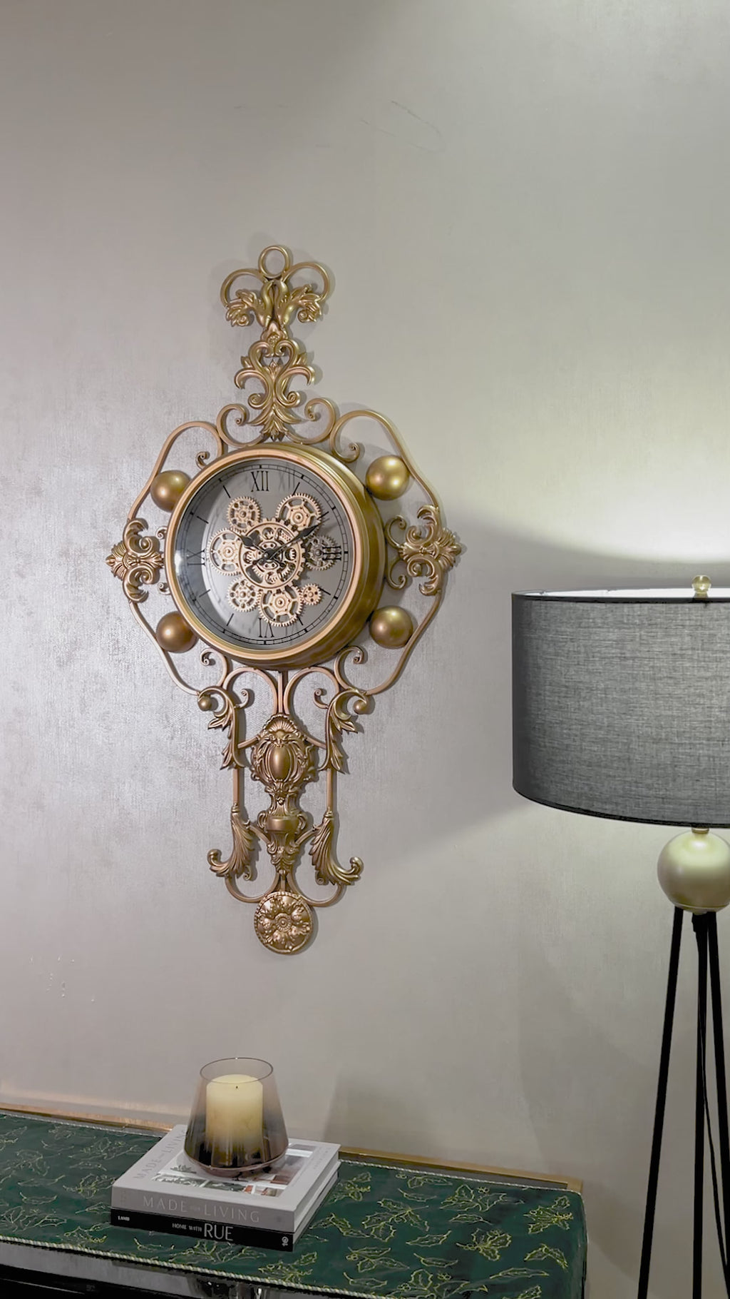Grand Florentine Luxury Designer Wall Clock With Moving Gear Mechanism Buy Wall Clock Online (Steel Body)