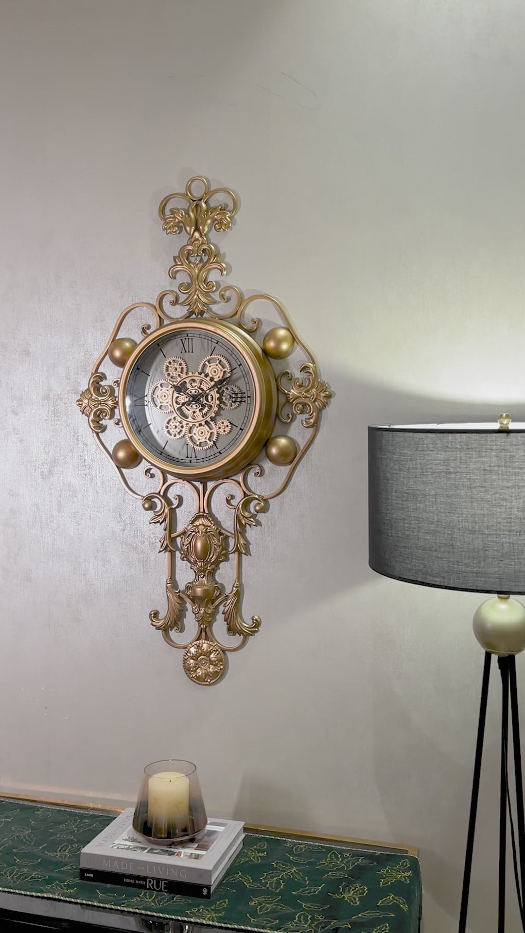Grand Florentine Luxury Designer Wall Clock With Moving Gear Mechanism Buy Wall Clock Online (Steel Body)
