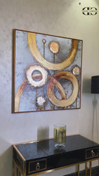 Circles of Gold The Abstract Elegance 100% Hand Painted  Decorative Wall Painting Bedroom