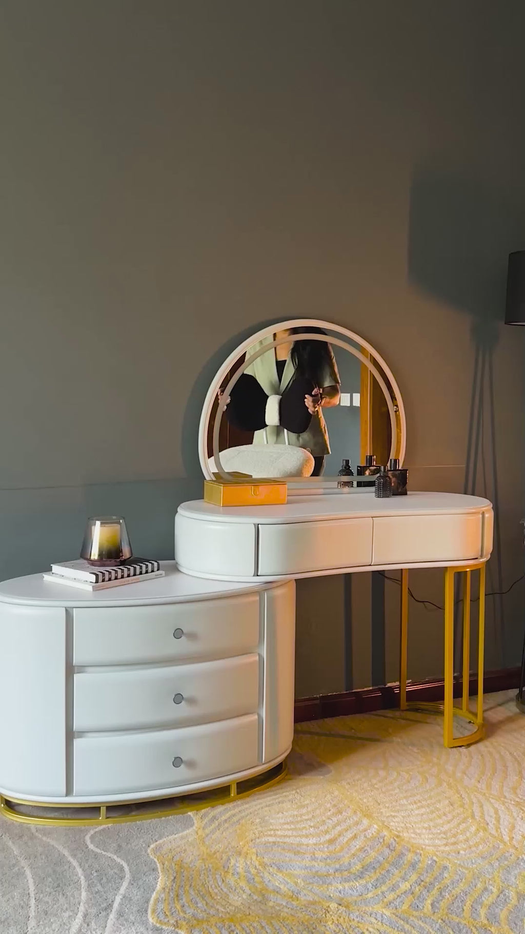Mono Glow Table Dressing Table & Vanity Set With Mirror & Chair