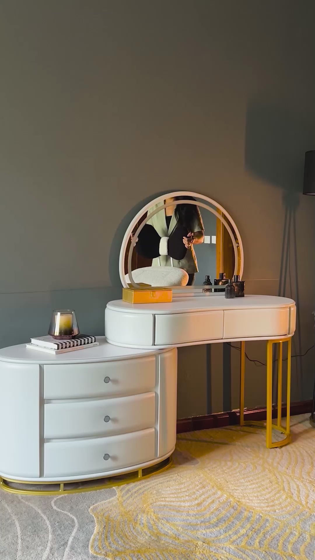 Mono Glow Table Dressing Table & Vanity Set With Mirror & Chair