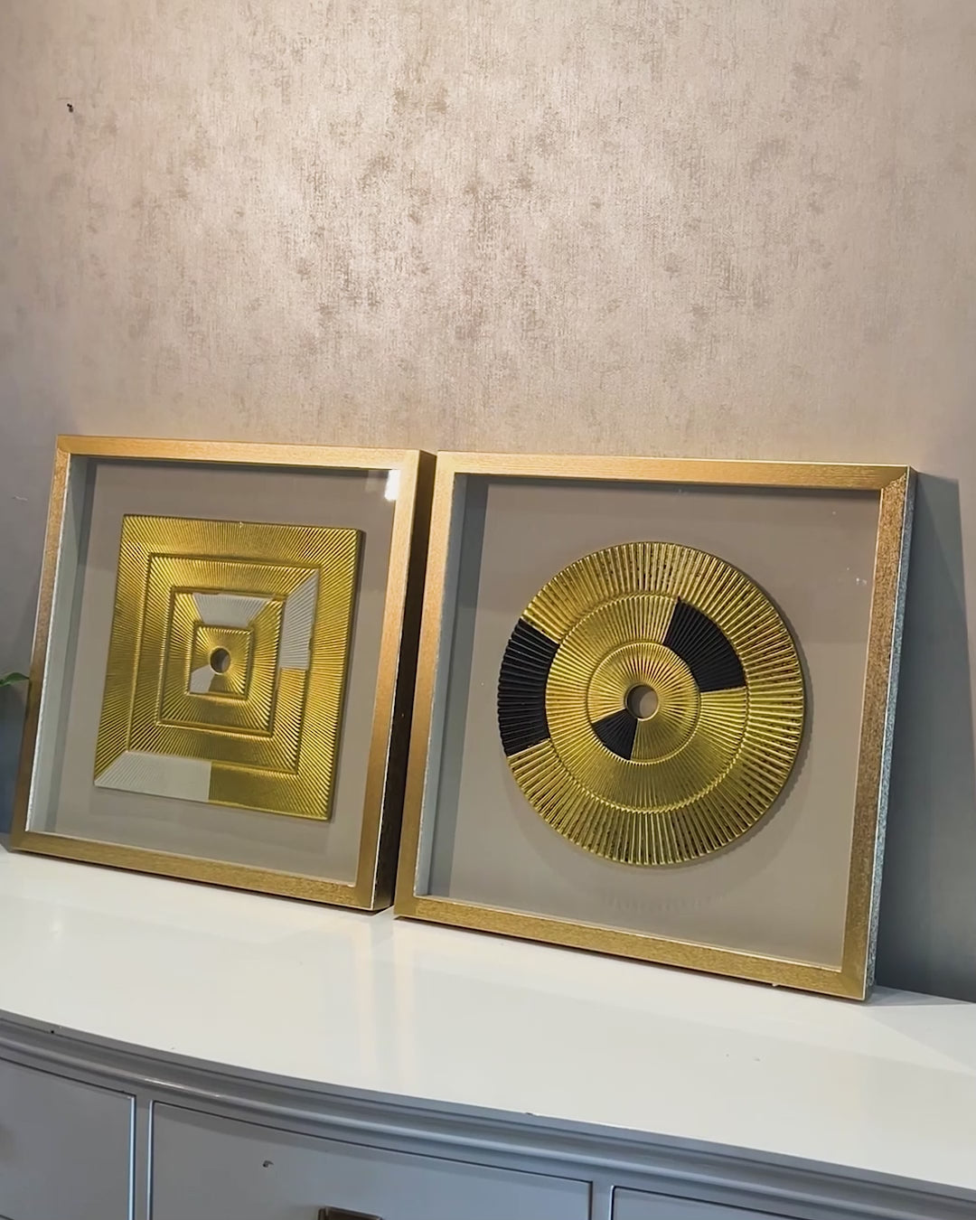 Golden Vortex Shadow Box for Wall Decoration