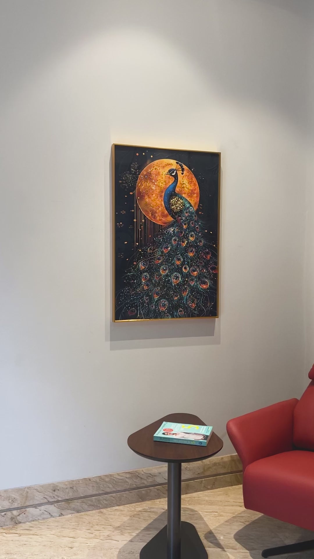 Moonlit Peacock Crystal Glass Wall Paintings For Home