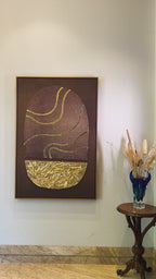 Golden Crescent Flow Hand Painted Wall Painting ( 47x31.5 Inches )