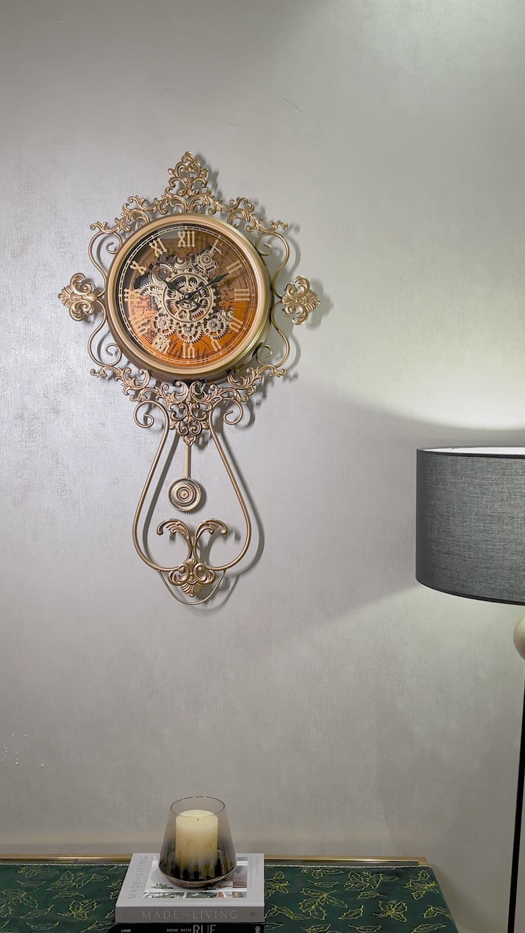 Hour Horizon Luxury Designer Pendulum Clock With Moving Gear/Pendulum Mechanism Buy Wall Clock Online (Steel Body)