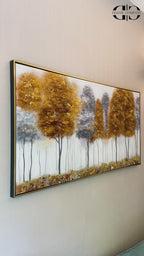 A Crisp Winter Morning 100% Hand Painted Decorative Wall Painting Bedroom (With Outer Floater Frame) (56 x 28 Inches)