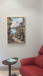 Lakeside Cottage Crystal Glass Wall Paintings For Home