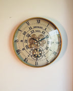 Mystic Motion Luxury Designer Watches Wall Clock For Living Room With Moving Gear Mechanism Buy Wall Clock Online - Big (White) (Steel Body)