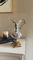 Blue Symphony Decorative Vase & Items for Room Decoration (Blue Pottery)
