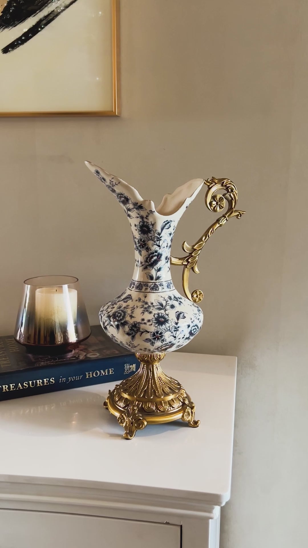 Blue Symphony Decorative Vase & Items for Room Decoration (Blue Pottery)