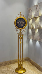 Victorian Timeless Tradition Luxury Designer Silent Movement Standing Clock With Moving Gear Mechanism (Steel Body)