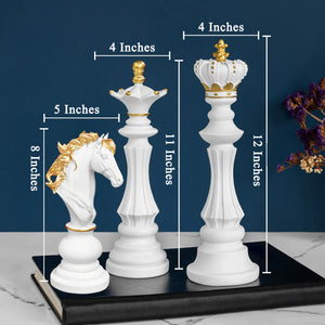 The Prestigious Monarch Chess Showpiece For Living Room - Set of 3(White)