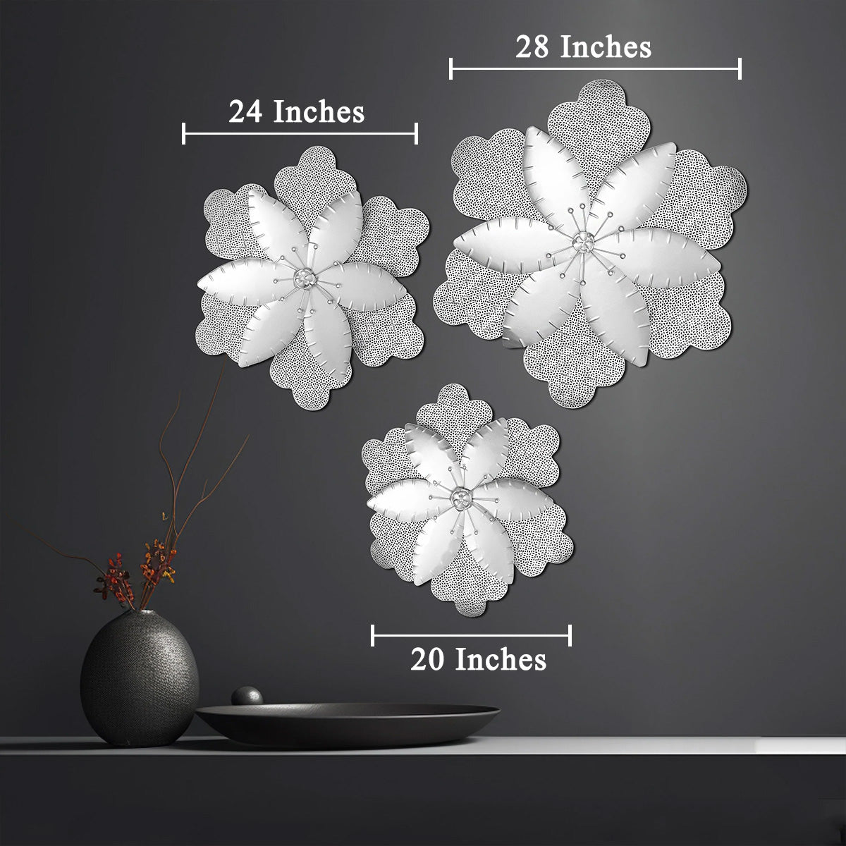 Blossom Bliss Metal Wall Art - Silver