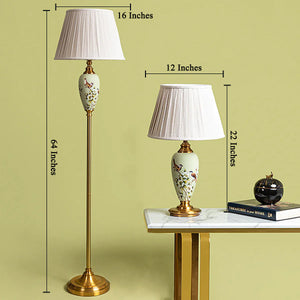 Fiesta Marble Effect Base Decorative Ceramic Floor Lamp & Table Lamp - Combo
