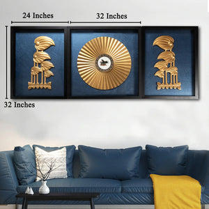 Gilded Flora and Fauna Shadow Box Wall Decoration Piece - Set of 3