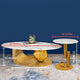 Amara Gold Base Round Accent Table With Side Table- Gold (Stainless Steel)