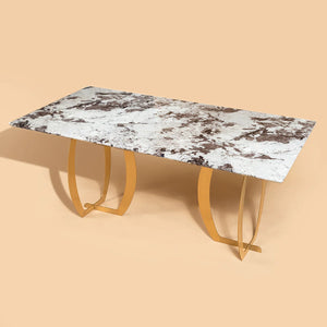Oasis Odyssey Dining Table  Gold - Brown Marble Top (Stainless Steel)