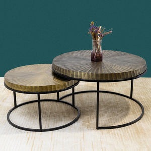 The Golden Cylindrical  Set of 2 Nesting Coffee Table - Gold