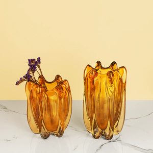 Sunshine Glow Handblown Glass Vase - Set of 2
