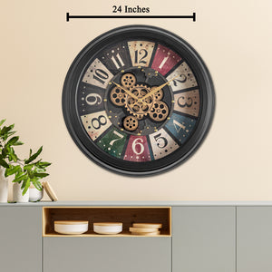 Vortex Decorative Wall Clock With Moving Gear Mechanism