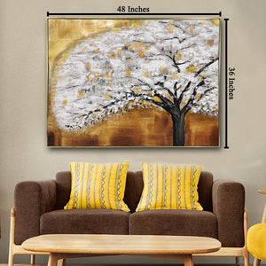 Tree of Life 100% Hand Painted Wall Painting (With outer Floater Frame)