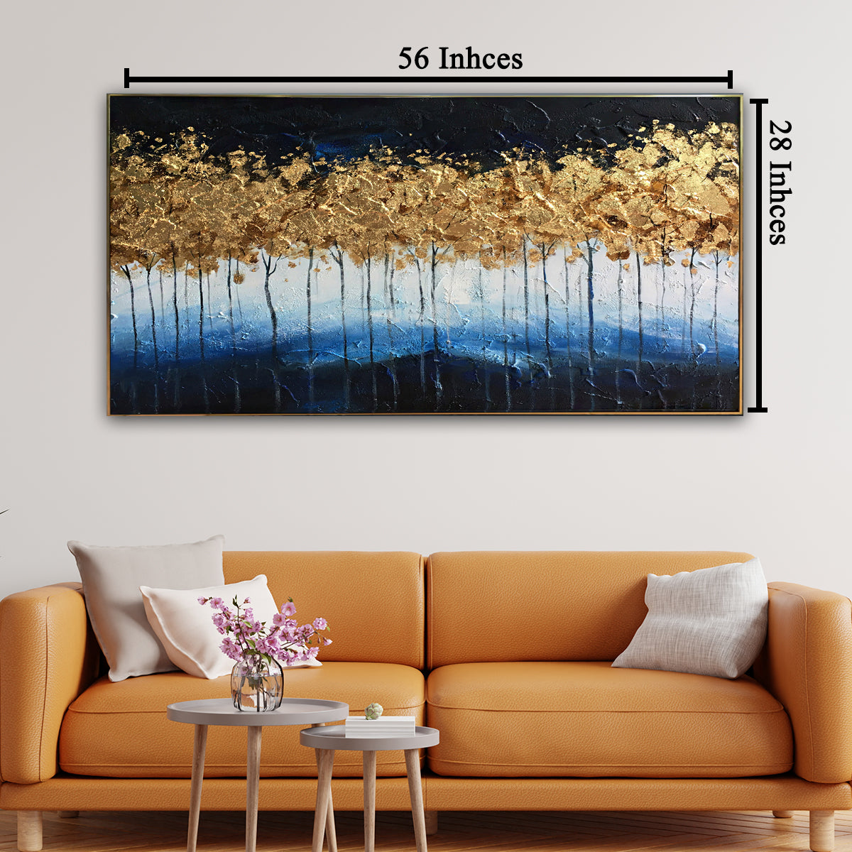 Woodland Artistry Hand painted Wall Art With Outer Floater Frame 28 x 56 Inches