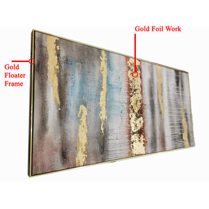 The Grand Canyon Pink and Gold Foil Abstract 100% Hand Painted Wall Painting (With Outer Floater Frame)