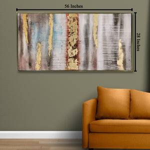 The Grand Canyon Pink and Gold Foil Abstract 100% Hand Painted Wall Painting (With Outer Floater Frame)