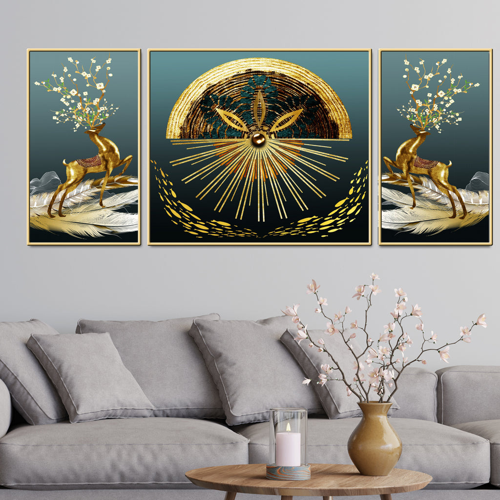 Danville Alluring Reindeers Framed Canvas Print