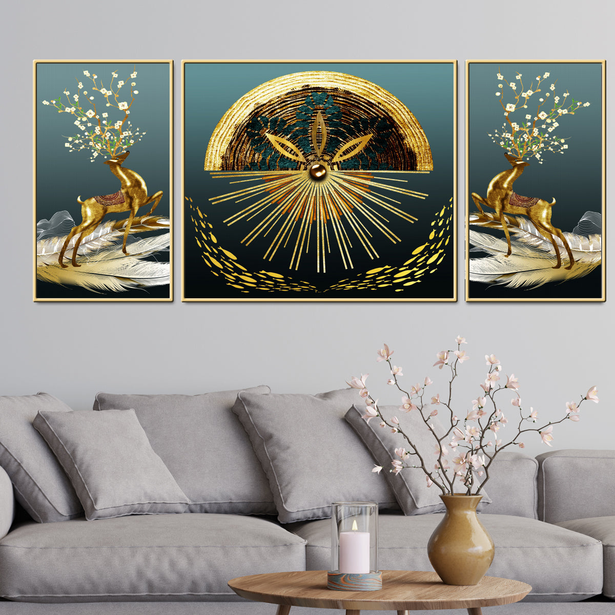 Danville Alluring Reindeers Framed Canvas Print