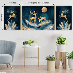 Deers in dreamy paradise Framed Canvas Print