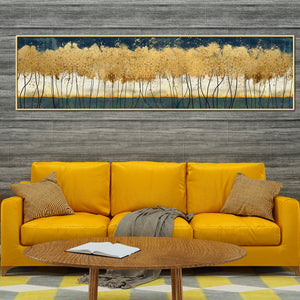 Pier Golden Trees Framed Canvas Print
