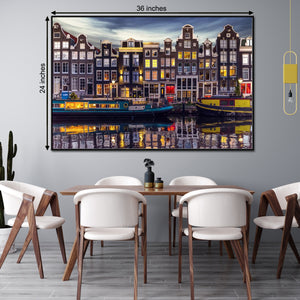 One Night in Amsterdam Framed Canvas Wall Art